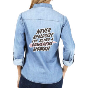 Long-Sleeve Trendy Ladies Denim Shirt Image