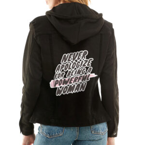 Trendy Ladies Fleece Hoodie Denim Jacket Image