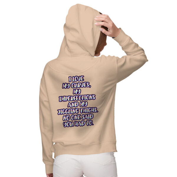 Women's Zip Trendy Hoodie - "Love My Curves" Design.