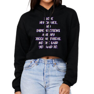 Women's Cropped Hoodie - "I Love My Curves" Design.