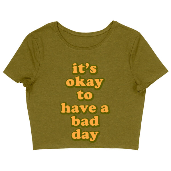 Cropped tee with comforting "It's Ok" motivational statement.