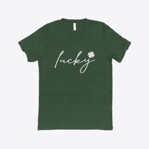 Green triblend v-neck tee for festive St. Patrick's Day wear.