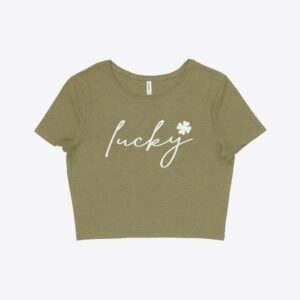 Green women's cropped t-shirt for St. Patrick's Day celebrations.