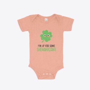 St. Patrick's Day baby triblend onesie for adorable celebrations.