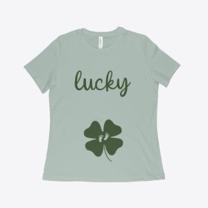 St. Patrick's Day Pregnancy Relaxed T-Shirt - Green with shamrock design