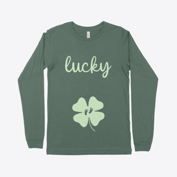 St. Patrick's Day Long Sleeve T-Shirt - Green with shamrock design