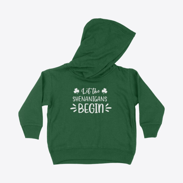 St. Patrick's Day Toddler Hoodie - Green with playful design