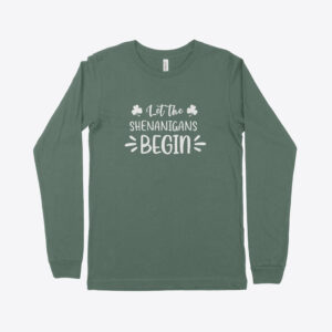 St. Patrick's Day Long Sleeve T-Shirt: Green with shamrock design