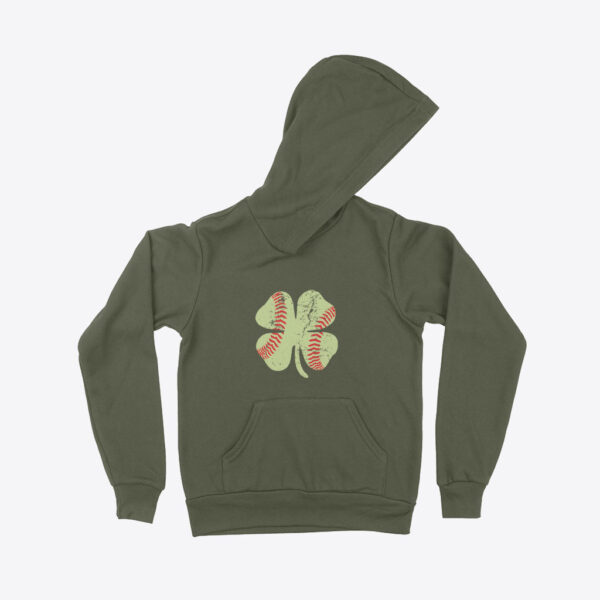 St. Patrick's Day Kids' Fleece Hoodie: Green with playful shamrock design