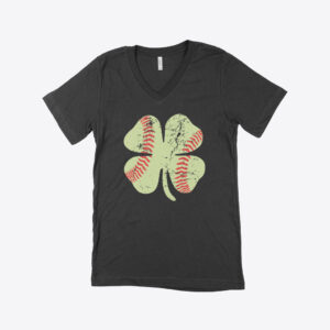 . St. Patrick's Day V-Neck T-Shirt: Green with shamrock design