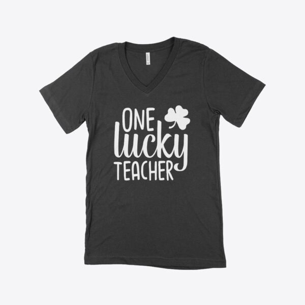 . St. Patrick's Day V-Neck T-Shirt: Green with shamrock design