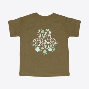 St. Patrick's Day Toddler Triblend T-Shirt: Green with shamrock design