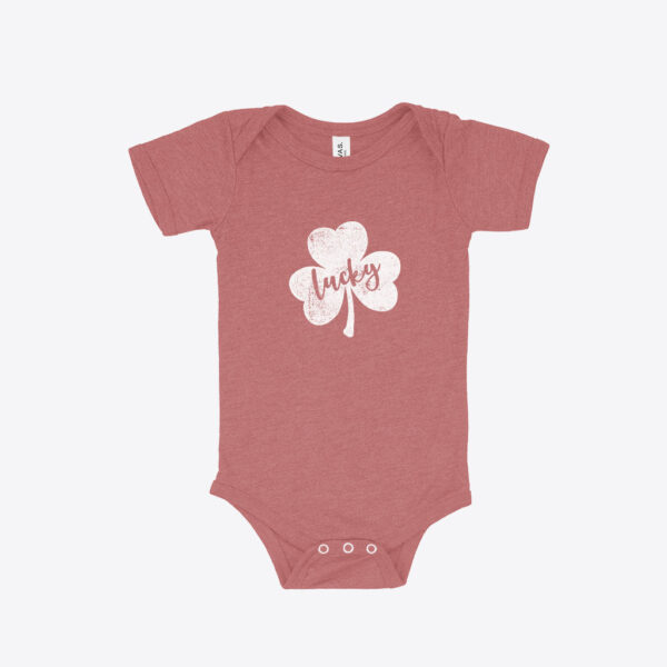 St. Patrick's Day triblend onesie for babies' festive celebrations.