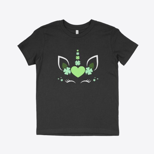 St. Patrick's Day unicorn kids' t-shirt for magical celebrations.