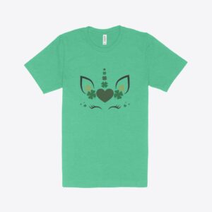 St. Patrick's Day unicorn heather t-shirt for festive celebrations.