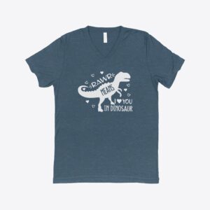 Triblend V-Neck Dinosaur Valentine Shirt