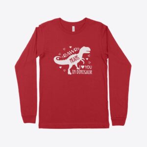 Long Sleeve Dinosaur Valentine Shirt