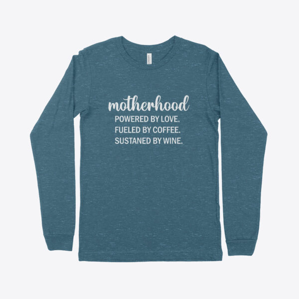 Women's jersey long sleeve t-shirt featuring 'Motherhood' design