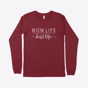 Women's jersey long sleeve t-shirt featuring 'Mom Life Best Life' design