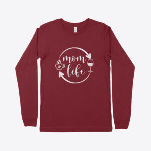 Women's jersey long sleeve t-shirt featuring 'Mom Life' design