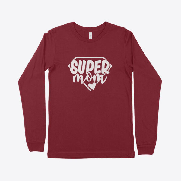 Women's jersey long sleeve t-shirt featuring 'Super Mom' design