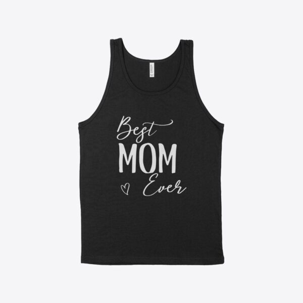 Women's jersey tank featuring 'Best Mom Ever' design