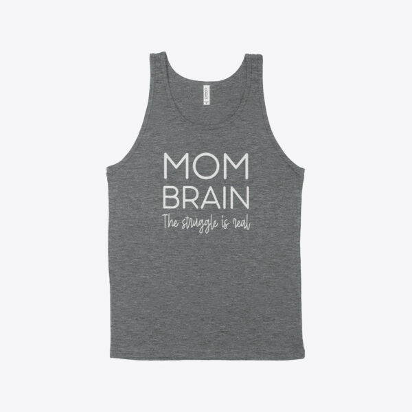 Playful mom brain jersey tank for casual comfort.