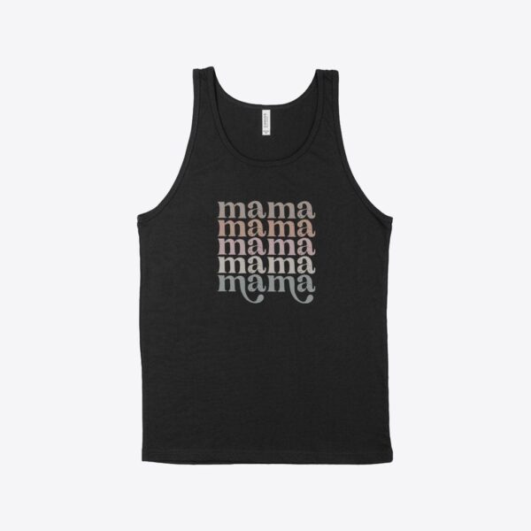 Stylish vintage mama print jersey tank for casual elegance.