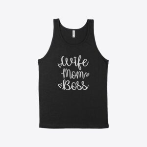 Stylish Wife Mom Boss jersey tank for everyday wear.