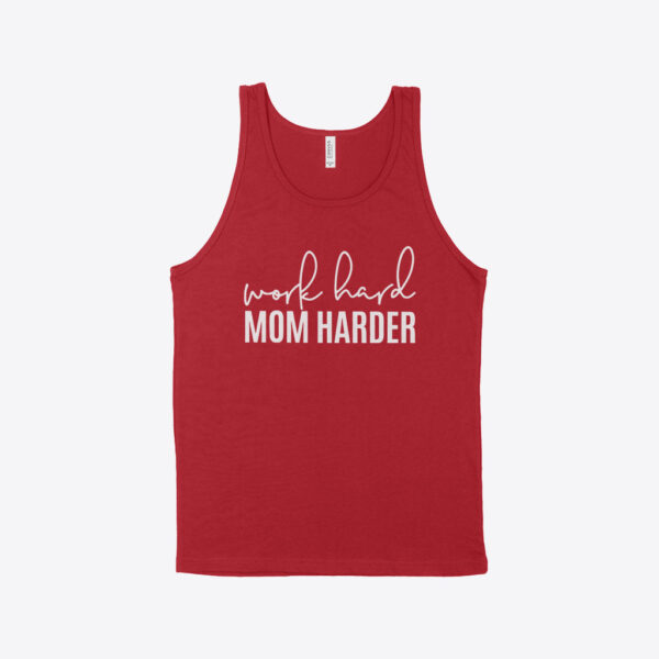 Chic Work Hard Mom Harder jersey tank for everyday wear.