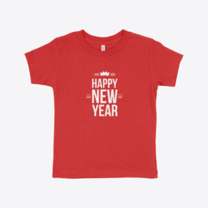 Cheerful Happy New Year toddler jersey short-sleeve t-shirt for festive occasions.