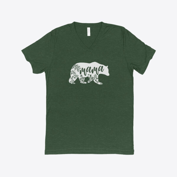 Mama Bear Women's Triblend V-Neck T-Shirt in navy blue.