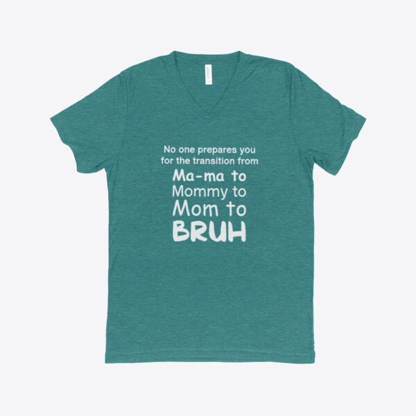 Ma-ma Mommy Mom Bruh Triblend V-Neck T-Shirt with humorous design.