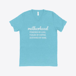 Motherhood Women's Triblend V-Neck T-Shirt in soft pink.