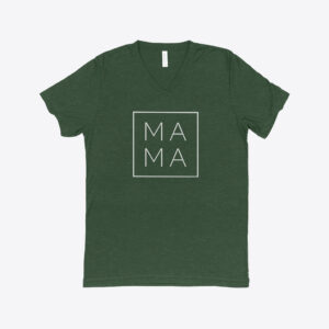 Minimalistic Mama Print Women's Triblend V-Neck T-Shirt in white.