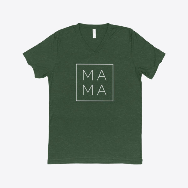 Minimalistic Mama Print Women's Triblend V-Neck T-Shirt in white.