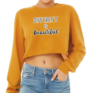 Embrace your uniqueness: Different Is Beautiful Cropped Long Sleeve Tee.