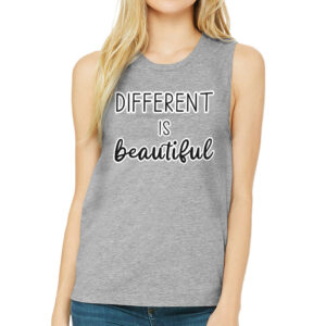 Different Is Beautiful" Graphic Workout Tank - Empowering workout attire.