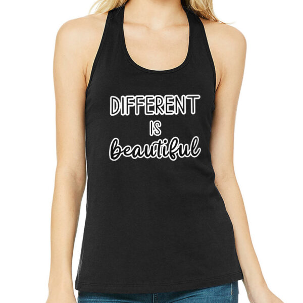 Different Is Beautiful" Women's Racerback Tank - Versatile, expressive fashion.