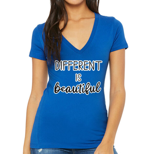 Different Is Beautiful" Women's V-Neck T-Shirt - Comfortable, expressive fashion.