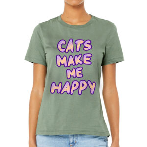 Cats Make Me Happy Women's Relaxed T-Shirt - Embrace feline charm.