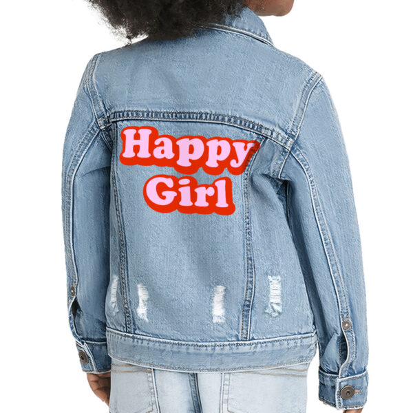 Image of a toddler wearing a Happy Girl Toddler Denim Jean Jacket.