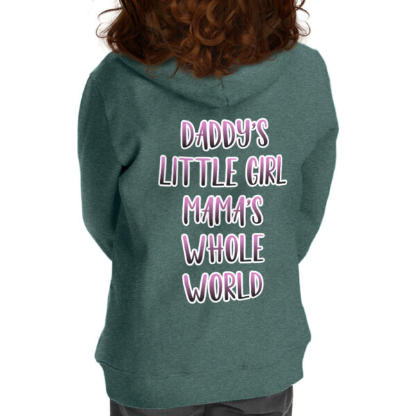 Toddler wearing a full-zip hoodie with "Daddy's Little Girl" print.