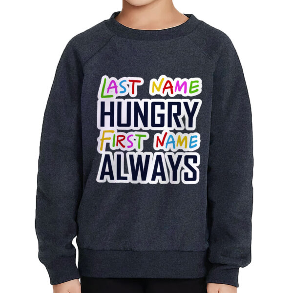 Image of "Always Hungry" Toddler Raglan Sweatshirt - Stylish comfort.