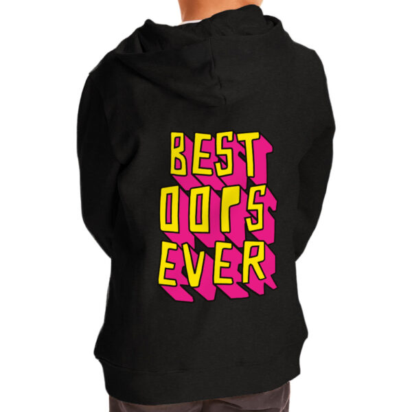 Adorable toddler in Best Oops Ever Toddler Full-Zip Hoodie.