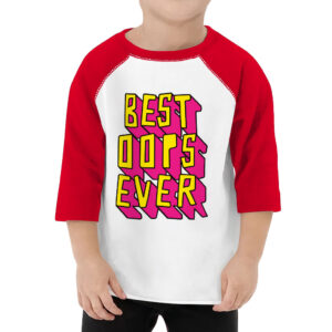 Adorable toddler in Best Oops Ever Toddler Baseball T-Shirt.