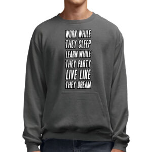 Model wearing Motivational Quote Printed Crewneck Sweatshirt.