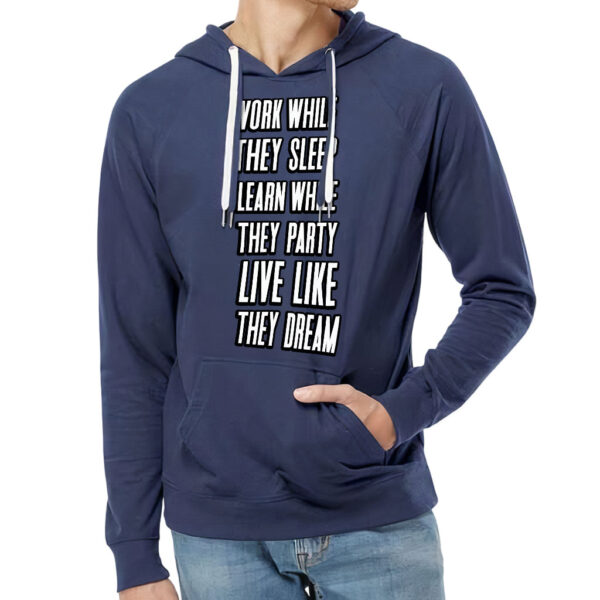 Model wearing Motivational Quote Lightweight Hoodie.