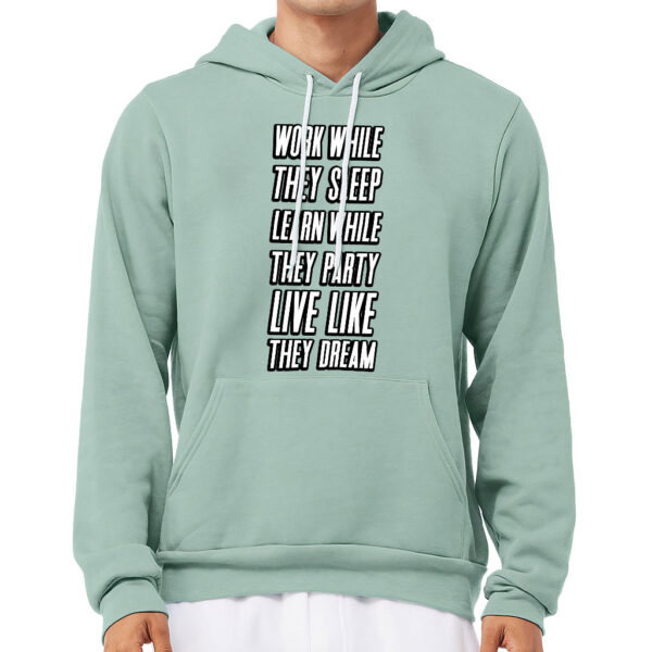 Model wearing Motivational Quote Sponge Fleece Hoodie.