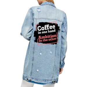 Funny Saying Ladies Distressed Denim Jacket - Stylish Humor Apparel